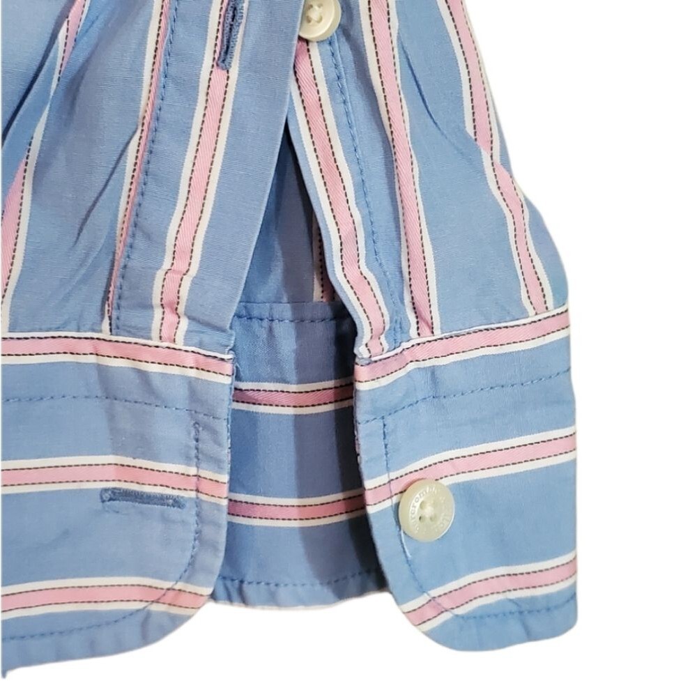 Mens Abercrombie & Finch Blue Pink Vertical Striped Muscle Fit Dressy Buttondown - Picture 5 of 8
